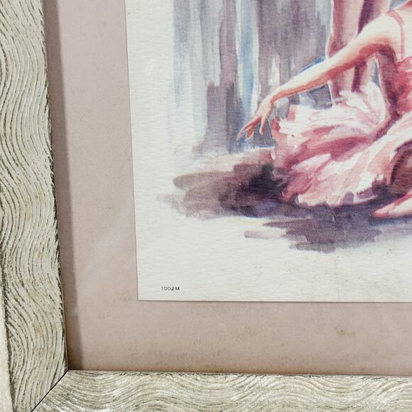 VTG Marchaude Ballet Dancer Ballerina Watercolor White Wood Framed Art Print - Picture 3 of 16